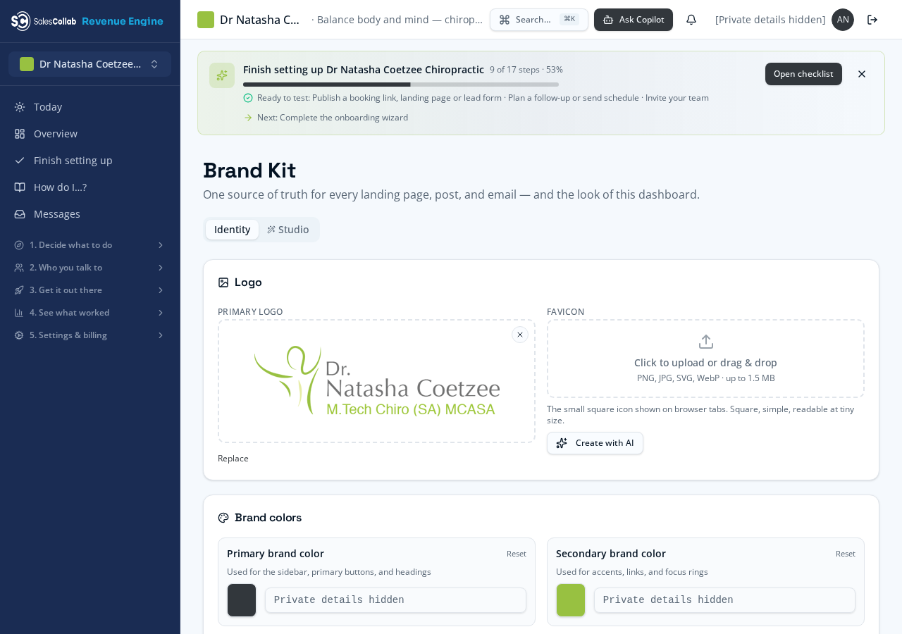 Setup & audience — real Revenue Engine screen in Dr Natasha’s workspace