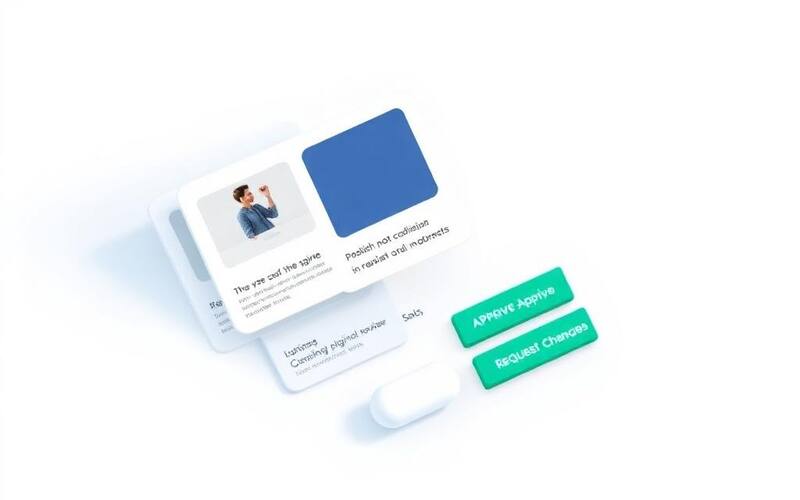 Social composer + approval queue preview